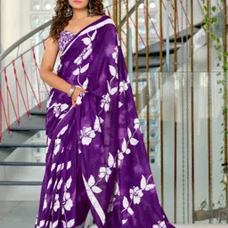 Panzora Floral Printed Block Print Saree-18