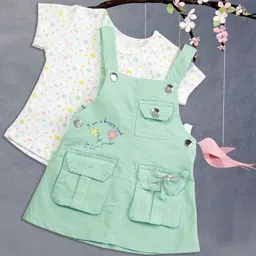 Babys Day Infants Girls Dungaree With Printed T-Shirt-13