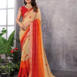 Lookmark Printed Gotta Patti Pure Georgette Bandhani Saree-picture-25
