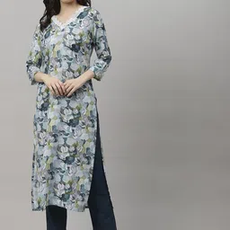 GoSriKi Women Floral Printed Regular Kurta with Trousers-image-92