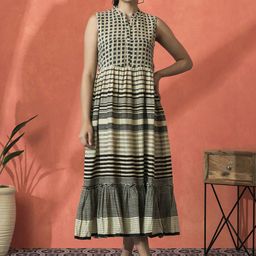 Sangria Printed Pure Cotton A-Line Ethnic Dress-image-76