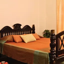 Peepul Tree Mustard Yellow & Green Pure Cotton Single Bed Cover-image-92