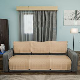 Aura Brown Printed Cotton 3 Piece Sofa Cover-image-47