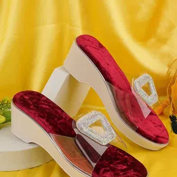 BAESD Textured Velvet Party Wedge Sandals-picture-37