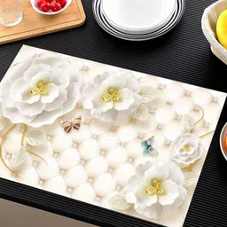 Aura 6Pcs White & Beige Printed Table Placemats-image-31