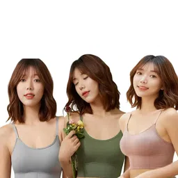 Pack of 3 Womens Cotton Padded Teenager Full Coverage Sports Bra-38