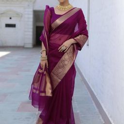 KALINI Woven Design Zari Kanjeevaram Saree With Unstitched Blouse Piece-picture-17