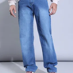 Hence Men Loose Mid-Rise Mildly Distressed Light Fade Jeans-image-81