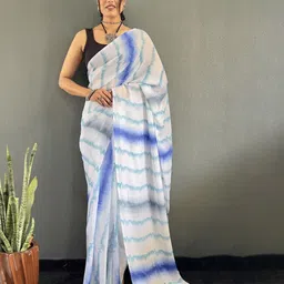 KAYOMMI Striped Pure Georgette Saree-image-73