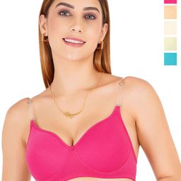 Liigne Pack Of 5 Lightly Padded Full Coverage Bra With Transparent Strap-picture-33