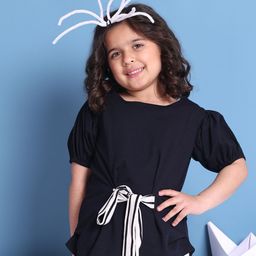Baawri Girls Solid Tie-Ups Round Neck Cotton Top-image-44