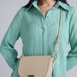 20Dresses Textured PU Half Moon Sling Bag with Tasselled-16