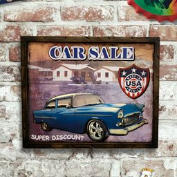 eazy wagon Brown & Blue Chevy Bel Air 1957 Retro Wall Art-image-26