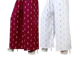 Aura Glam Pack Of 2 Ethnic Motifs Printed Flared Ethnic Palazzos-image-85