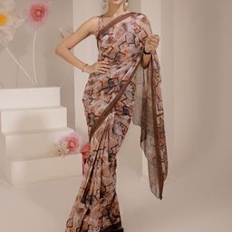 BAESD Abstract Printed Pure Silk Saree With Blouse Piece-17