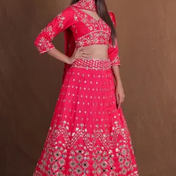JIHU CULTURE Embellished Sequinned Semi-Stitched Lehenga & Unstitched Blouse With Dupatta-image-33