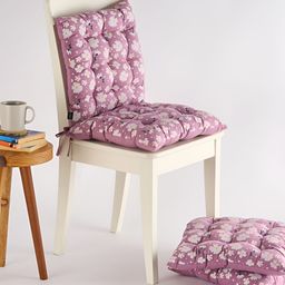 SKANDA FAB 4Pc Purple & White Floral Printed 100% Cotton Chair Pad-image-77
