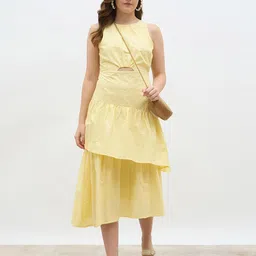 Styli Women Self Design Layered Fit & Flare Midi Dress-picture-11