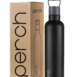 PERCH Black Brand Logo Printed Stainless Steel Double Wall Vacuum Water Bottle-760ml-picture-30