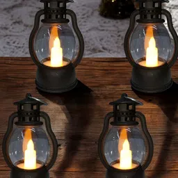 Extreme Karigari Black & Transparent 4 Pieces Lanterns Candle Holder-16