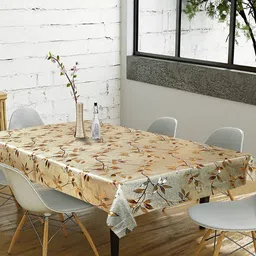 Dakshya Industries Gold-Toned Floral Waterproof Plastic 6-Seater Table Cover-image-47