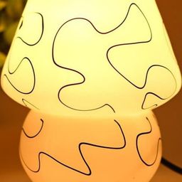SOMIL White Printed Glass Mushroom Shaped Table Lamp-image-37