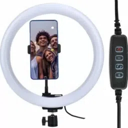 PEEHU 26cm Round Selfie Stick Photography Ring Light for YouTube,Taka Tak, Insta Reels 3600 lx Camera LED Light-35