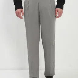 SHOWOFFFF Men Solid Custom Regular Fit Low-Rise Pleated Trousers-image-98