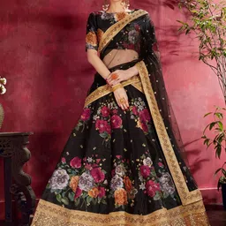 ODETTE Printed Semi-Stitched Lehenga & Blouse With Dupatta-picture-40