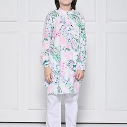 THE PONY & PEONY CO. Samar A White Kurta set for boys-image-1