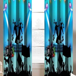 Aura Blue & Black 2 Pieces Abstract Printed Long Door Curtain-image-43