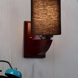 Devansh Black Wood Traditional Cylinder Shaped Wall Lamp-54