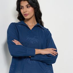 AKKRITI BY PANTALOONS Tropical Embroidered Pure Cotton Shirt Style Top-picture-2