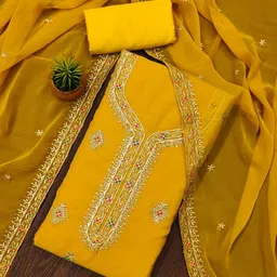 KALINI Embroidered Zari Unstitched Dress Material-picture-52