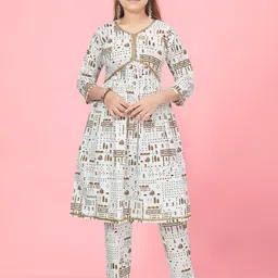 BAESD Girls Floral Printed Regular Pure Cotton Kurta with Salwar-image-9