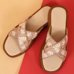RUXBYPAYAL Women Embellished Open Toe Flats with Embroidered-image-27