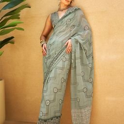 Anouk Ethnic Motifs Printed Saree With Blouse Piece-picture-18