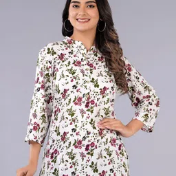 TANISHA Floral Print Mandarin Collar Shirt Style Top-picture-6