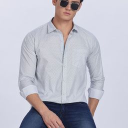 COLOR HUNT Comfort Conversational Printed Spread Collar Long Sleeves Cotton Shirt-image-43