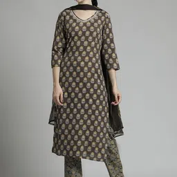 Jaipur Kurti Ethnic Printed Kurta Set With Tie-Dye Dupatta-image-26