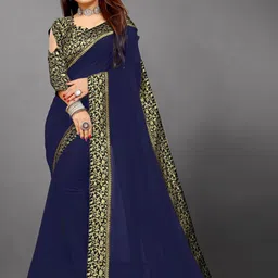 Flip The Style Solid Zari Design Pure Georgette Saree-image-50