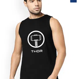 Organic Chics Pack Of 2 Printed Cotton Tank Vests Royal Avenger-Black Thor_S-image-31