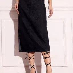 Miss Chase Straight Midi Denim Skirt-picture-43