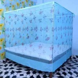 SKAB Double Bed High Density Heavy Quality Polyester Adults Washable 7 X 8 Feet Printed Mosquito Soft Net/Machardani/Bed Box Mosquito Net (Blue, Bed Box) image 1