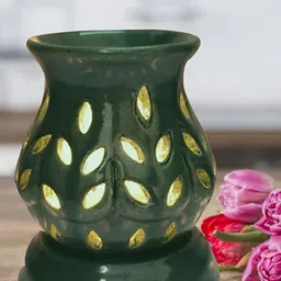 PEEPALCOMM Green 3 Pieces Ceramic Diffuser With Lemongrass & Lavender Oils - 10 ml Each image 2