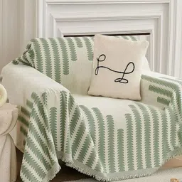 Stylista Green Polyester Sofa Cover With Arms-24
