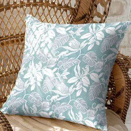 CASABLEU Savanna Blue & White 2 Pieces Floral Printed Square Cushion Covers-picture-28