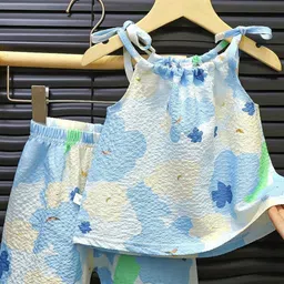 Sun & Shine Girls Blue Cotton Blend Clothing Set-image-97