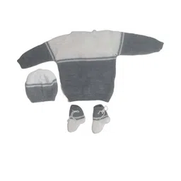 Cute Collection Knitted Woolen Sweater with Cap & Pair of Socks image 3