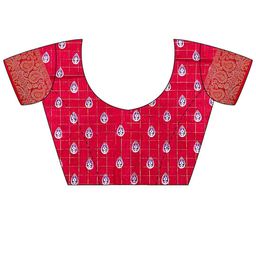 DIVASTRI Checked Printed Zari Kanjeevaram Saree With Unstitched Blosue Piece image 4